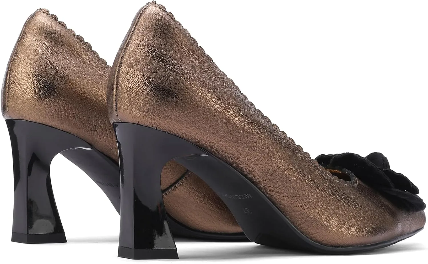 Floral Flower Leather High Heels for Women Chunky Pointed Toe Pumps Closed Toe Dressy Comfortable Sexy Elegantes Wedding Slip On Formal Prom Sparkly 3 Inch Shoes