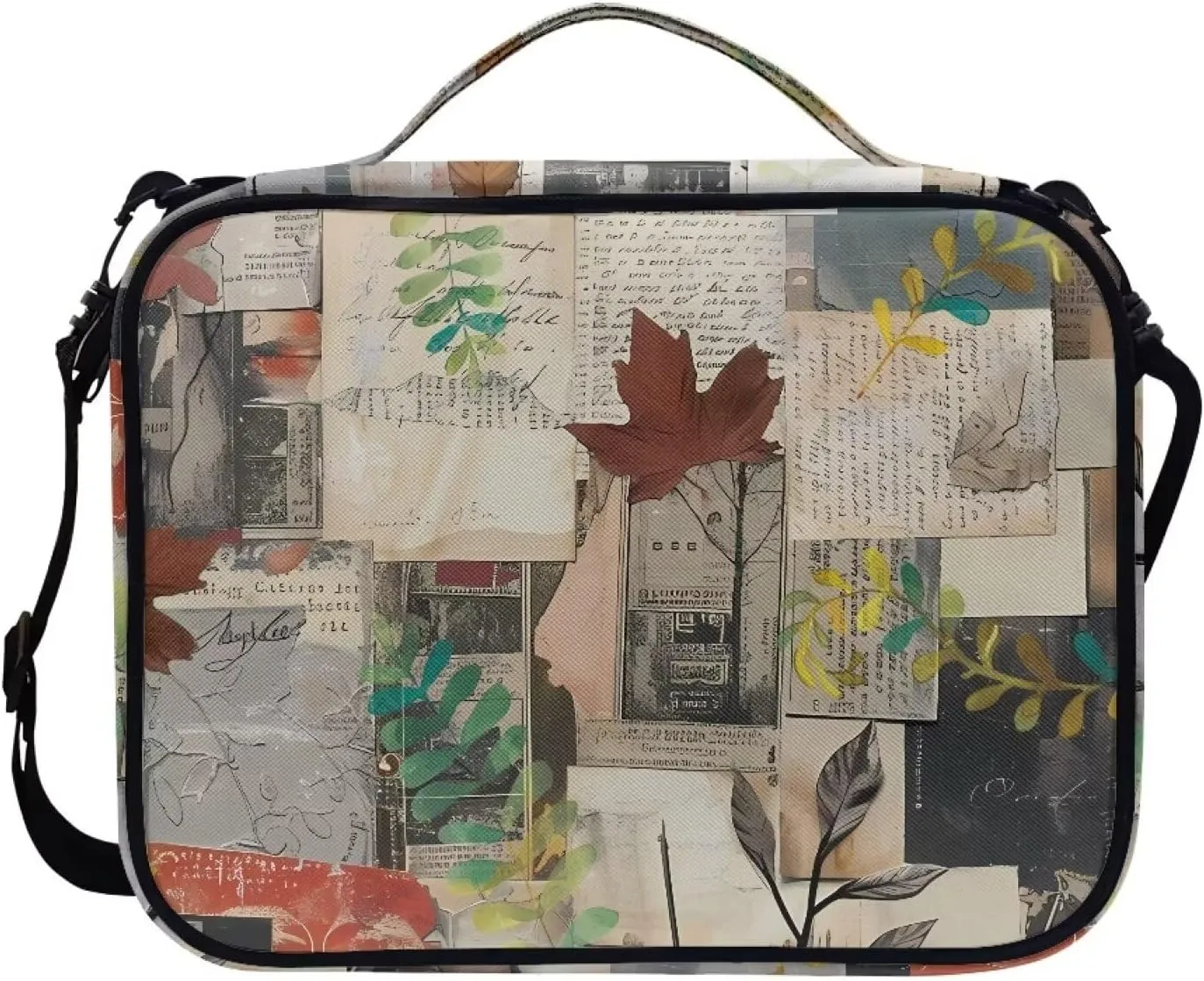 Floral Pattern Polyester Bible Case- Large Bible Cover for Women-Bible Book Cover with Shoulder Strap Zippered Pocket