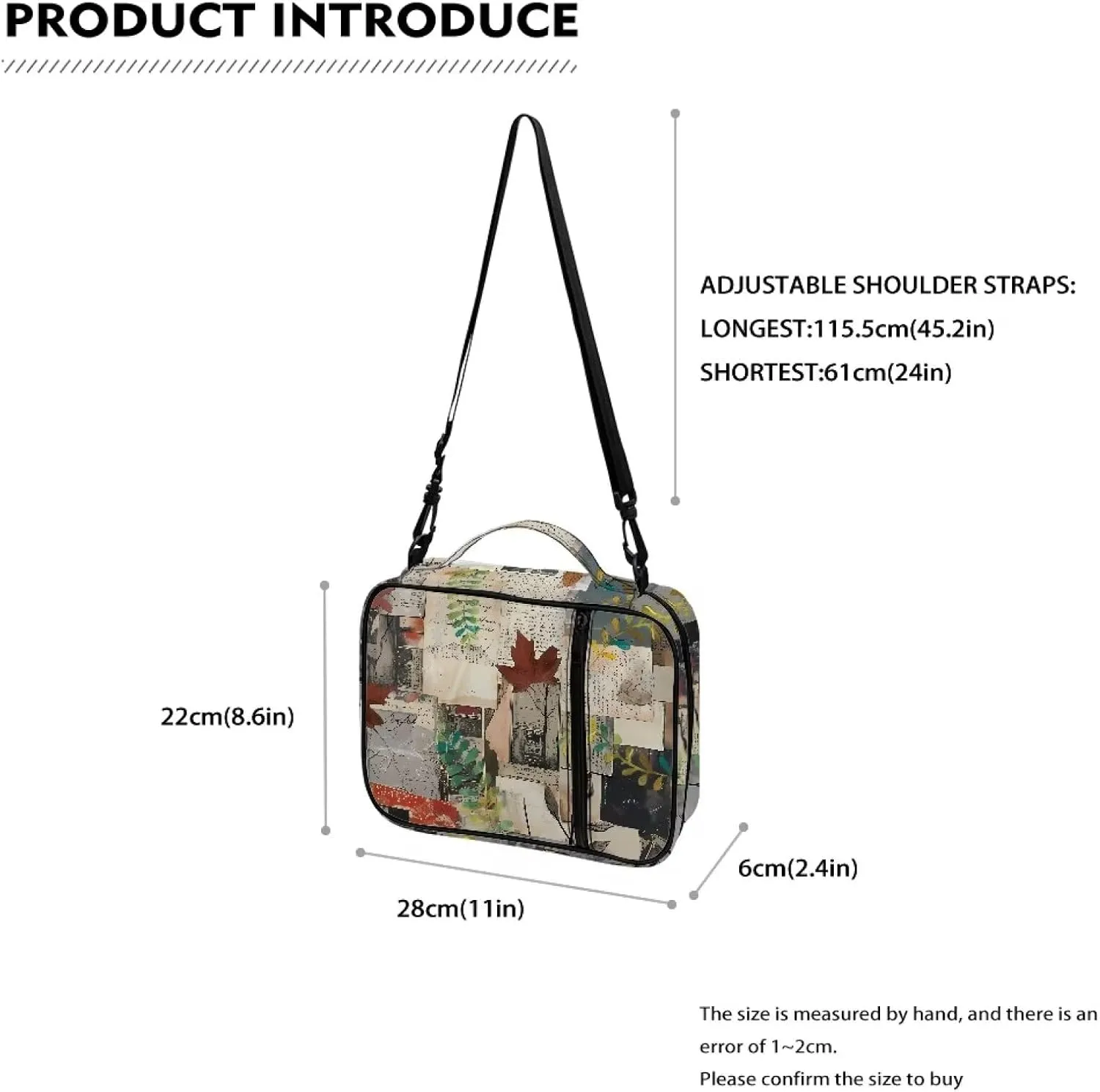 Floral Pattern Polyester Bible Case- Large Bible Cover for Women-Bible Book Cover with Shoulder Strap Zippered Pocket
