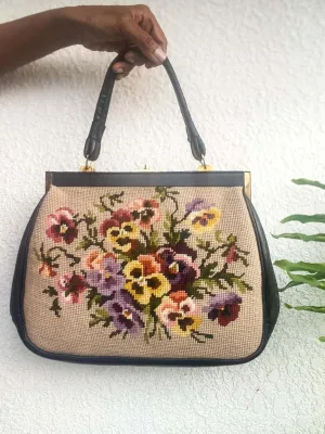 FLORAL PETIT POINT VINTAGE BAG FROM 1940'S