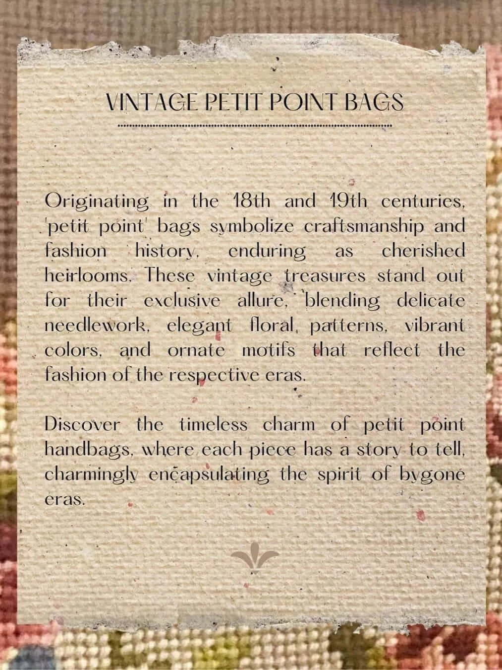 FLORAL PETIT POINT VINTAGE BAG FROM 1940'S