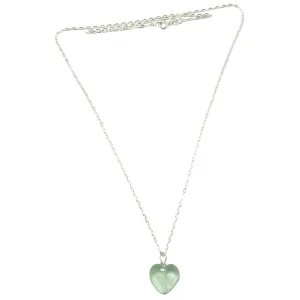 Fluorite Necklace Green Glow Heart Sterling Silver