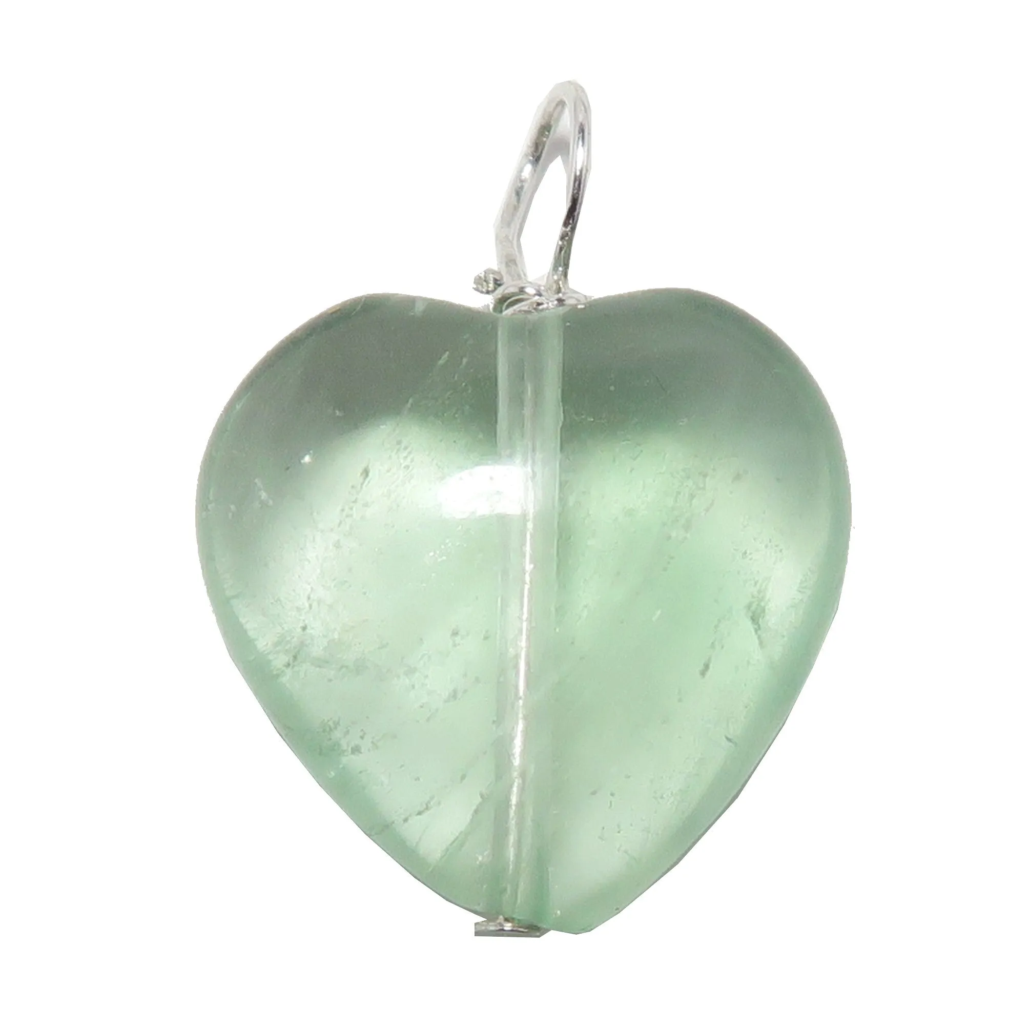 Fluorite Necklace Green Glow Heart Sterling Silver