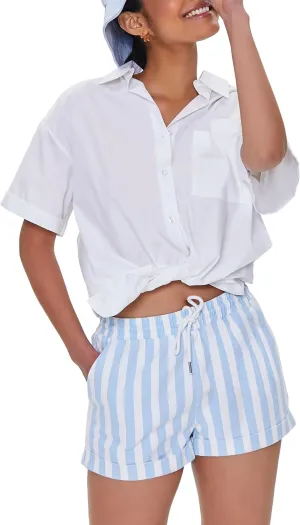 Forever 21 Women's Striped Drawstring Twill Shorts