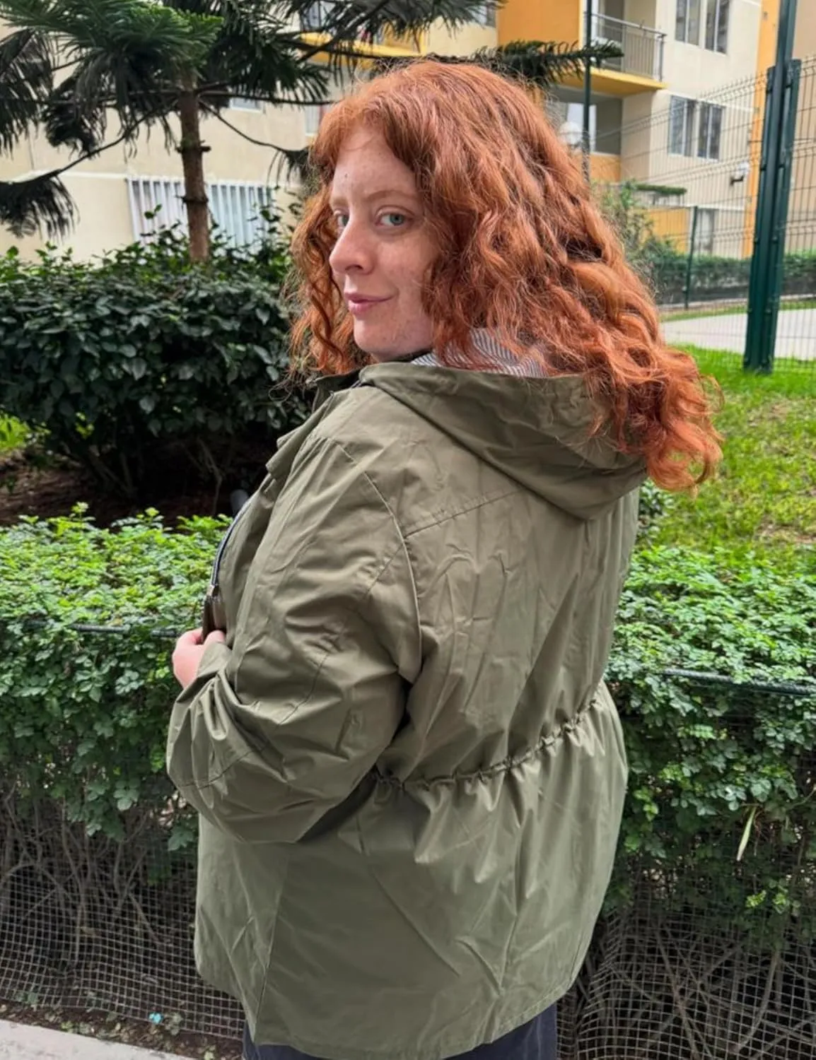 FOREYOND Plus Size Rain Jacket for Women with Hood Long Waterproof Windbreaker Outdoor Travel Trench Coats with Pockets