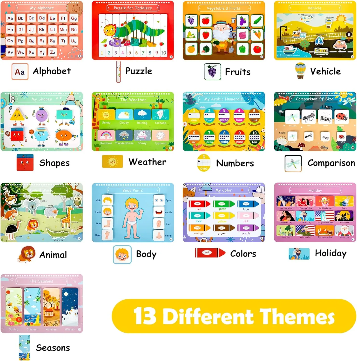 Freebear Busy Book for Toddlers Preschool Learning Activities Resources Autism Sensory Montessori Toys for 2-3 Year Old,Travel Toys, Gifts for Girls and Boys 4 5 6 Years (Animal World)