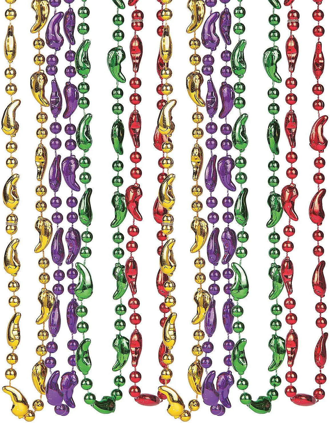 Fun Express Chili Pepper Beaded Necklaces - Colorful Cinco de Mayo & Mardi Gras Jewelry - Vibrant Shaped Motif Necklaces for Party Favors Celebrations & Festive Events - 12 Pieces