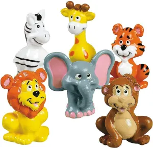 Fun Express Zoo Animal Figure Toys - Includes Zebras Giraffes Tigers Lions Elephants and Monkeys - Set of 12 - Party Favors Giveaways, Cake Toppers and Toys - Vbs Vacation Bible School Supplies/decor