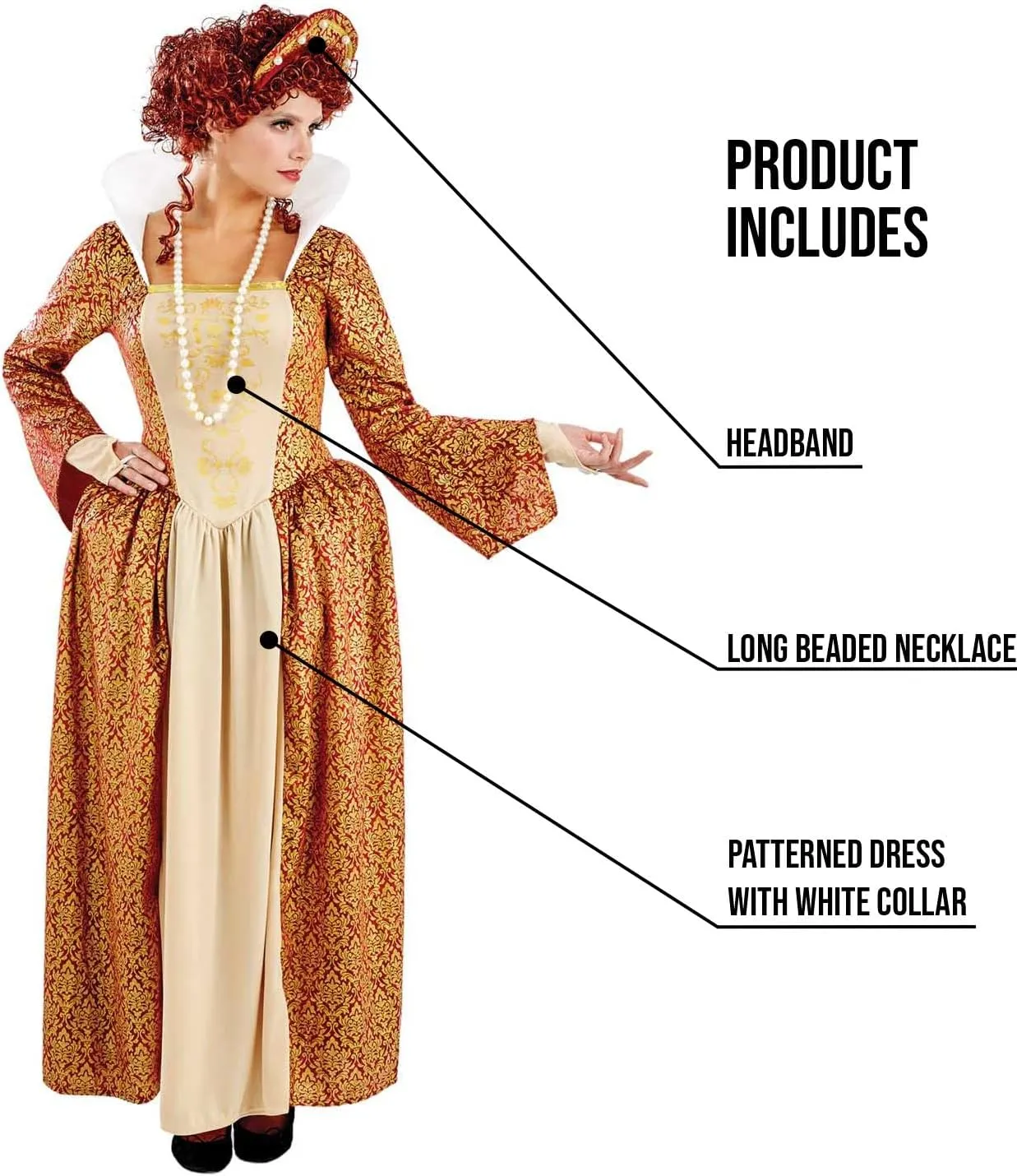 fun shack Tudor Costume Women Medieval Queen Outfit Anne Boleyn Dress for Historical Events and Themed Parties