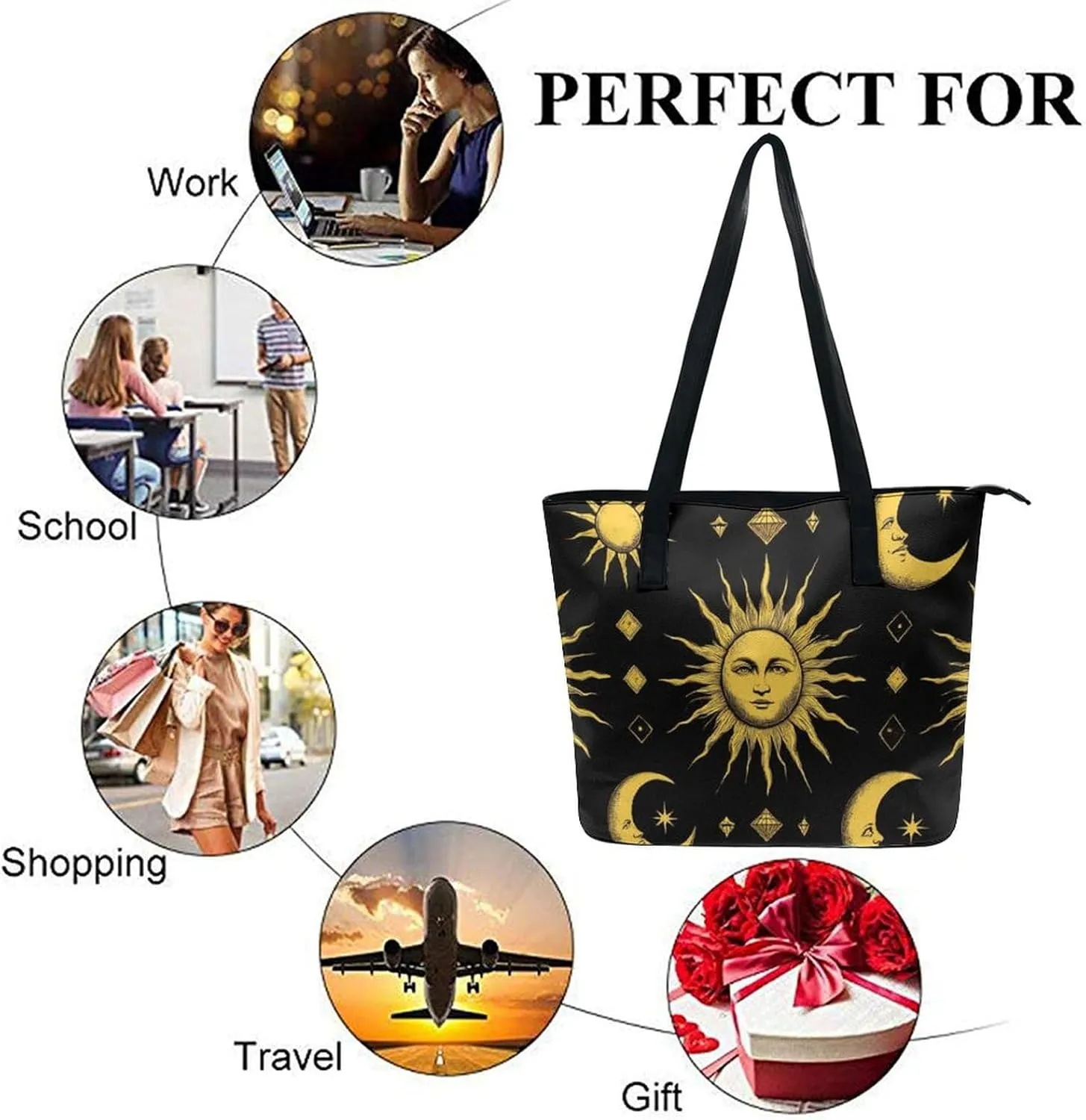 Funny Lightweight Tote Bag, Women's Large Capacity Handbag with Long Handle for Travel, Work, Shopping