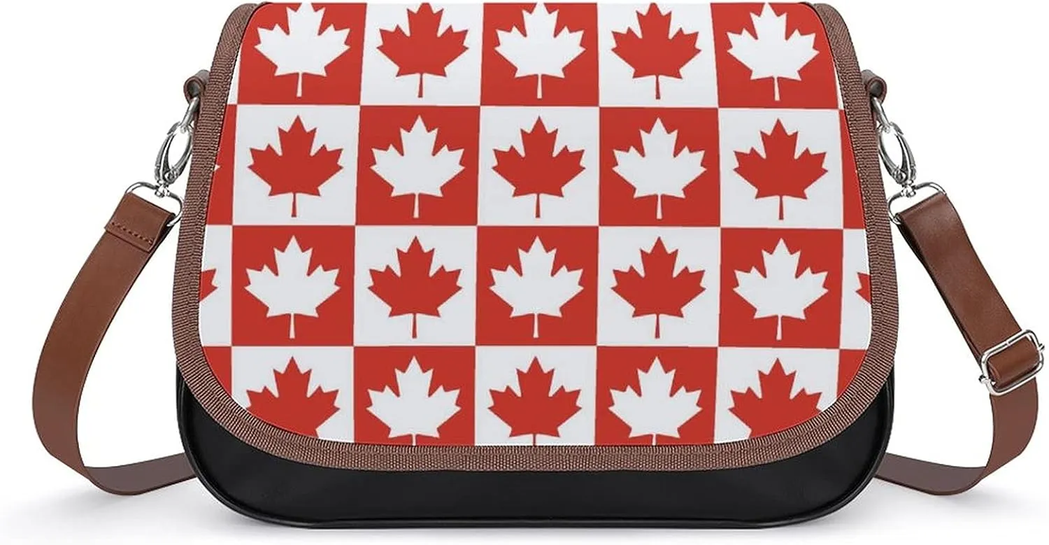 FunnyStar Maple Leaf Canada CA Flag Print Ladies Shoulder Bags Crossbody Messenger Bag Cute Handbag PU Leather