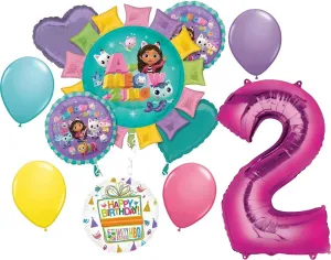 Gabby's 2nd Birthday Party Supplies Cats and Dollhouse Balloon Bouquet Decorations