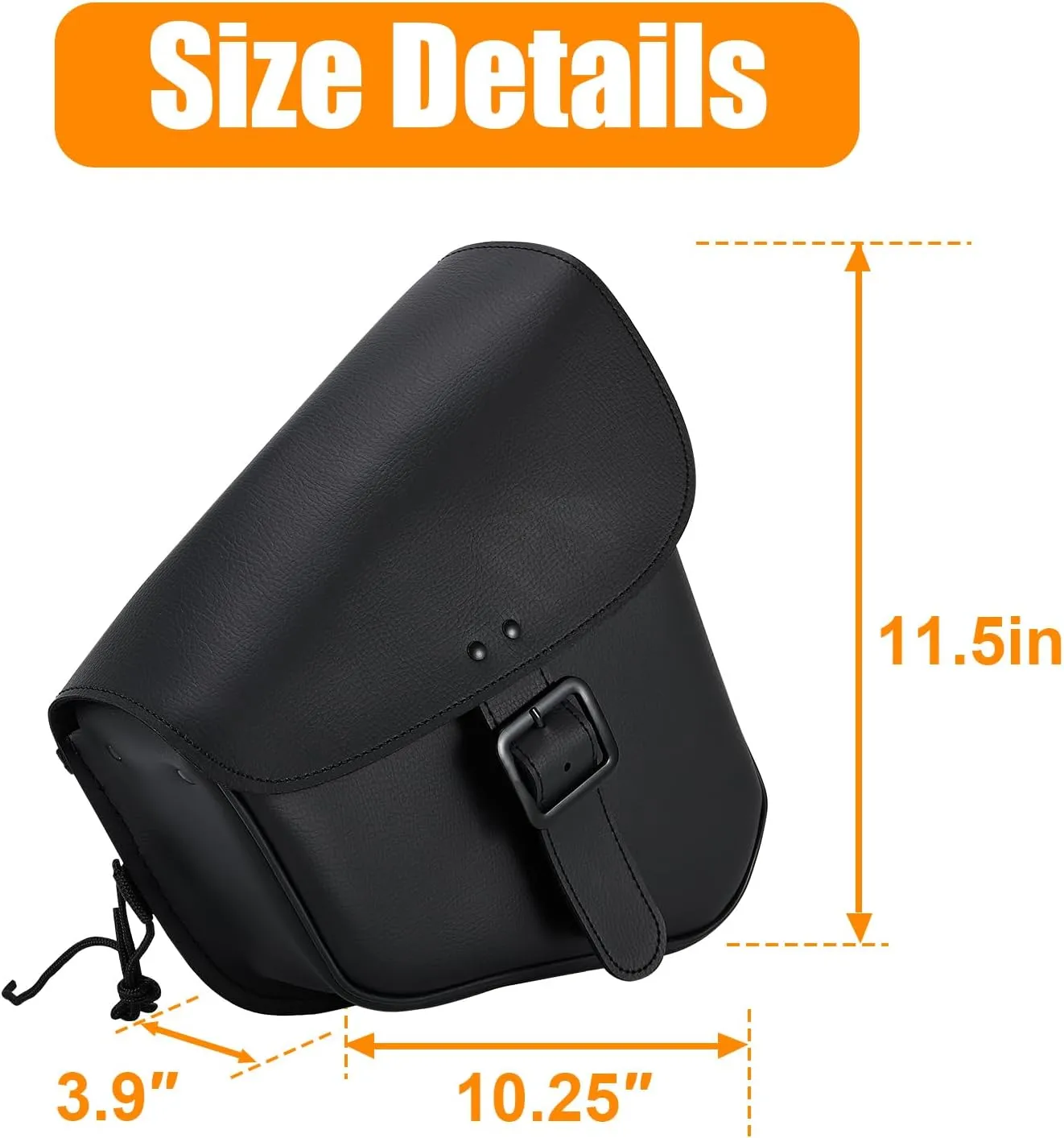 GARGOYLE BELLS Motorcycle Swing Arm Bag Solo Saddle Bags For Sportster Softail PVC Waterproof Motorcycle Luggage Bags for Motorcycle or Bike (Right Side, Black-Single Buckle)