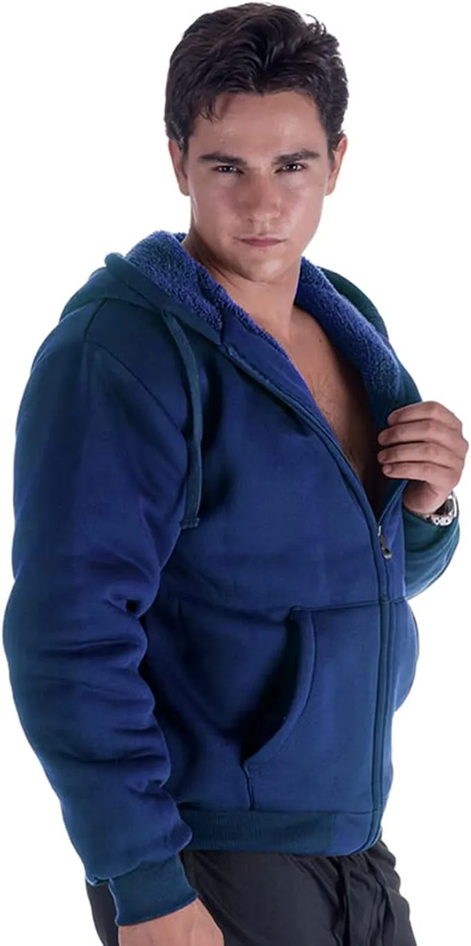 Gary Com Heavyweight Sherpa Hoodies for Men, Thick Fleece Lined Full Zip Up Winter Warm Sweatshirts Work Jackets