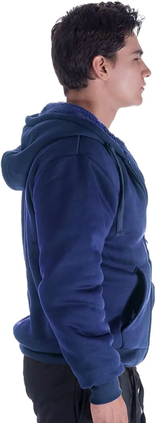 Gary Com Heavyweight Sherpa Hoodies for Men, Thick Fleece Lined Full Zip Up Winter Warm Sweatshirts Work Jackets