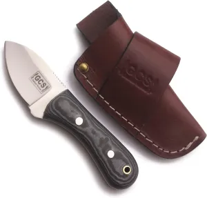 GCS Knives Tactical Fixed Blade Knife, D2 Tool Steel, Drop Point, Full Tang Micarta Handle, Buffalo-Hide Leather Sheath, Hunting & EDC, GCS 302