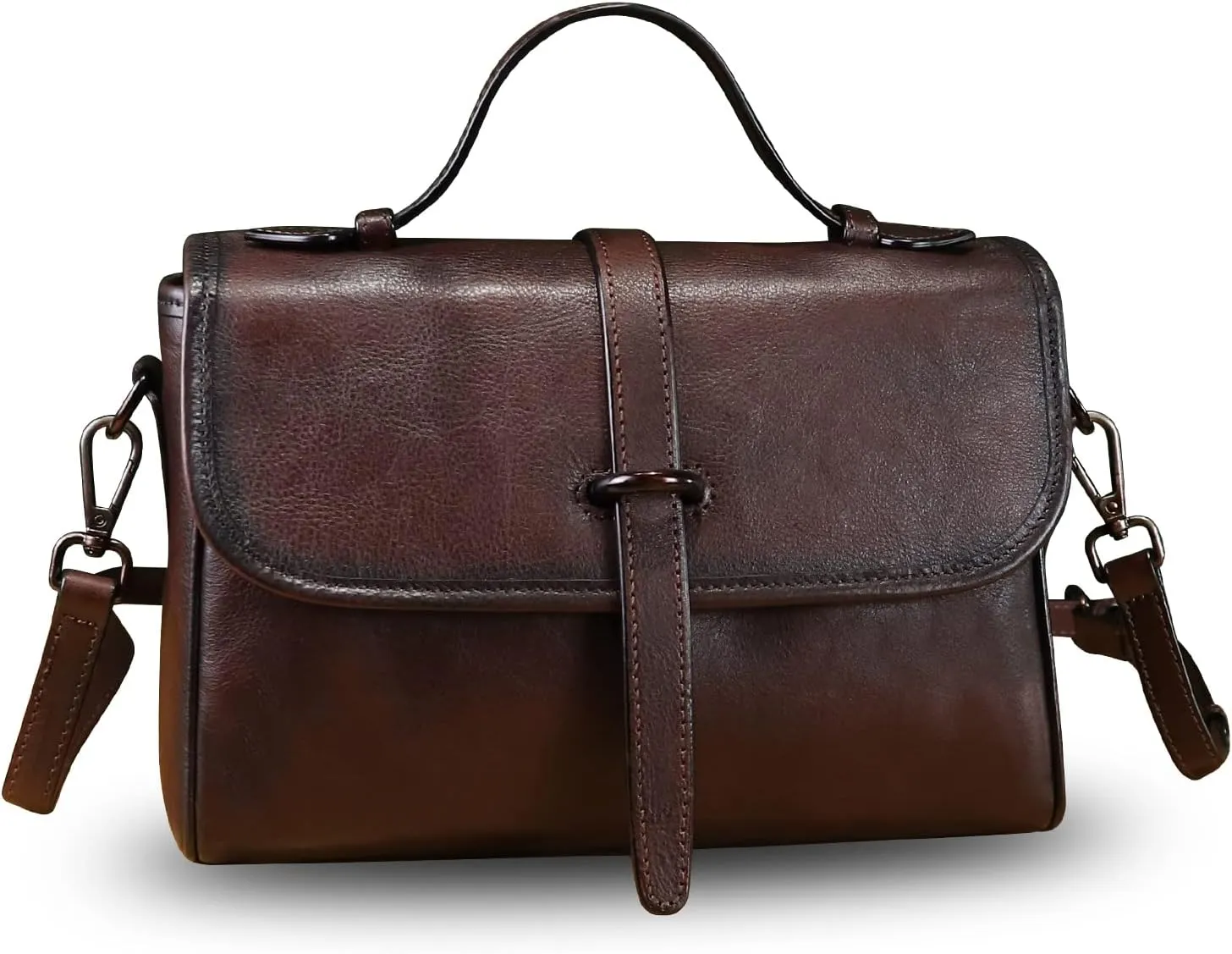 Genuine Leather Purse and Handbag for Women Vintage Handmade Leather Top Handle Purses Satchel Shoulder Bags with Strap