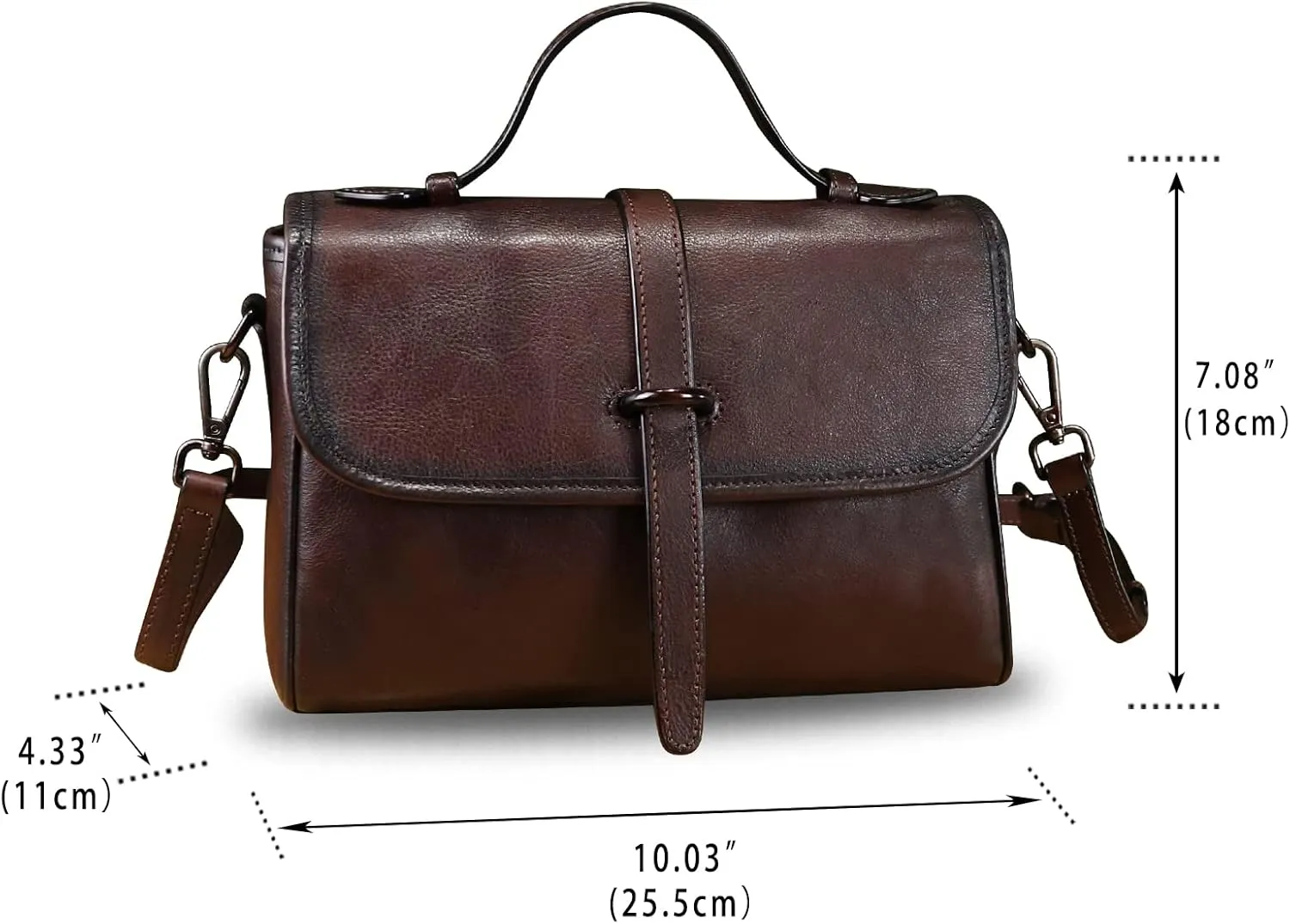 Genuine Leather Purse and Handbag for Women Vintage Handmade Leather Top Handle Purses Satchel Shoulder Bags with Strap