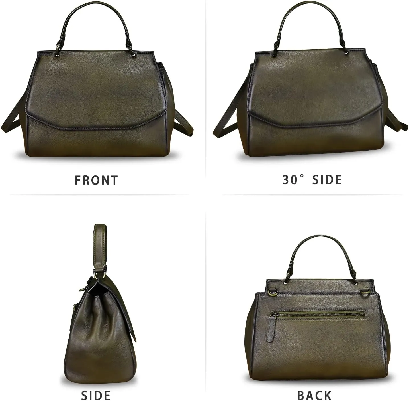 Genuine Leather Satchel for Women Crossbody Bags Handmade Vintage Top Handle Handbags Purse