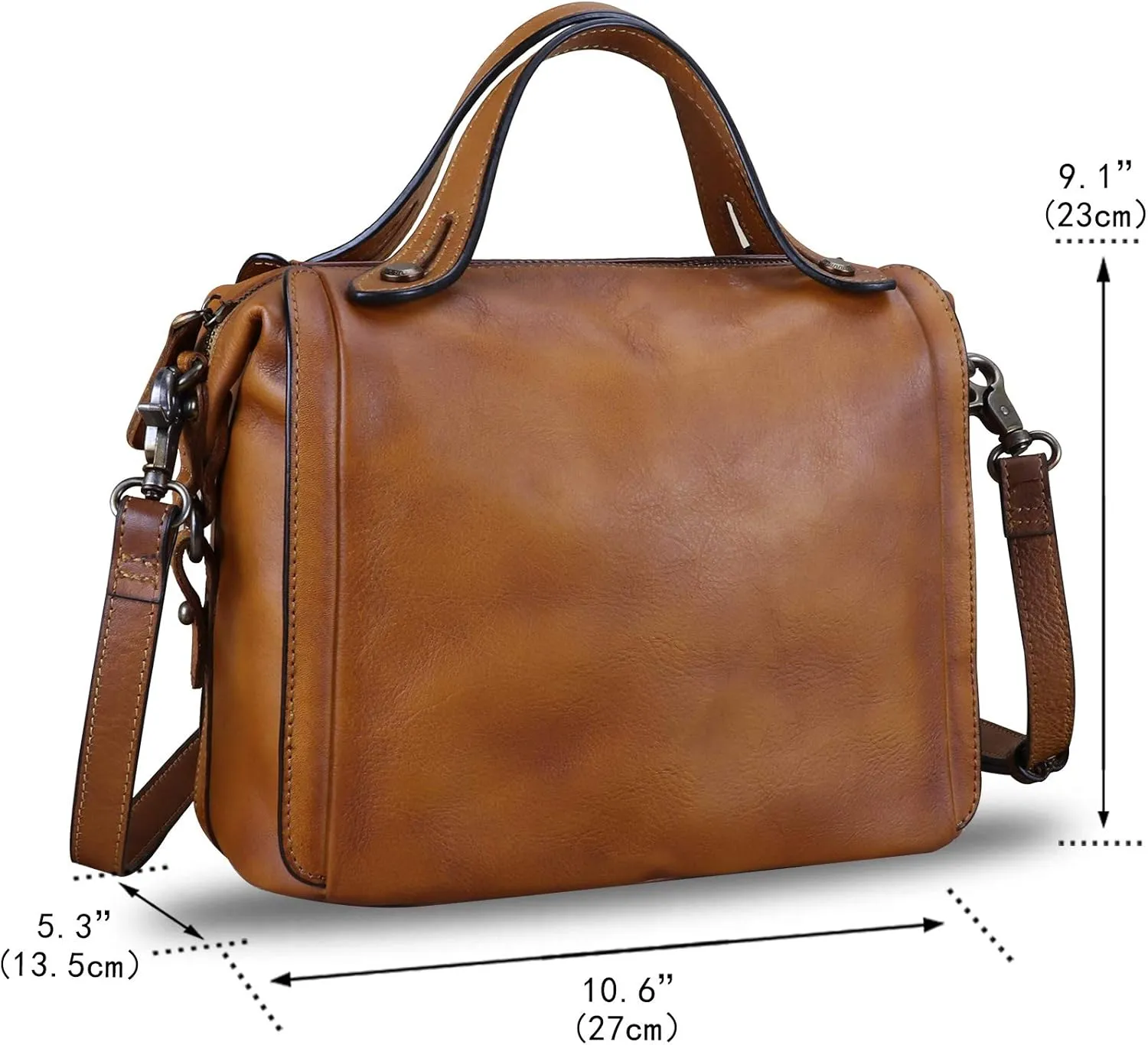 Genuine Leather Satchel Purse for Women Retro Handmade Top Handle Handbag Designer Crossbody Bags