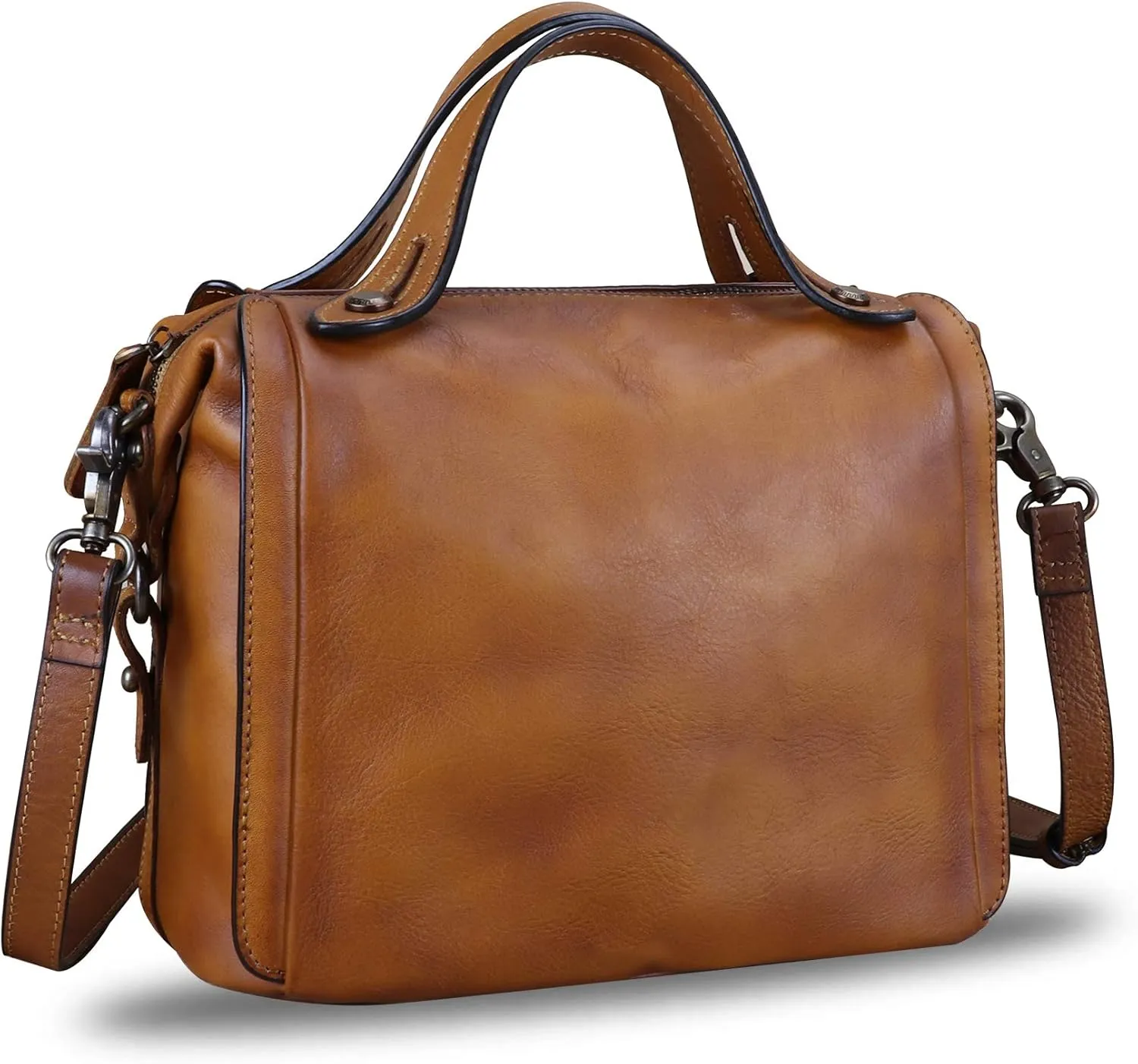 Genuine Leather Satchel Purse for Women Retro Handmade Top Handle Handbag Designer Crossbody Bags