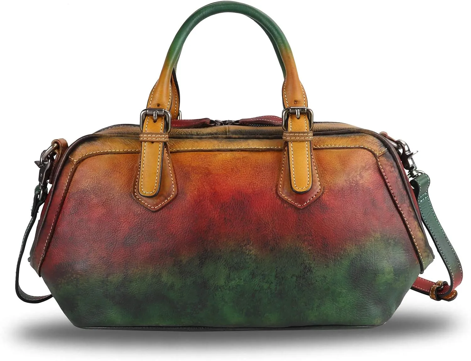 Genuine Leather Satchel Top Handle Handbag Purse for Women Handmade Retro Designer Large Capacity Crossbody Bags