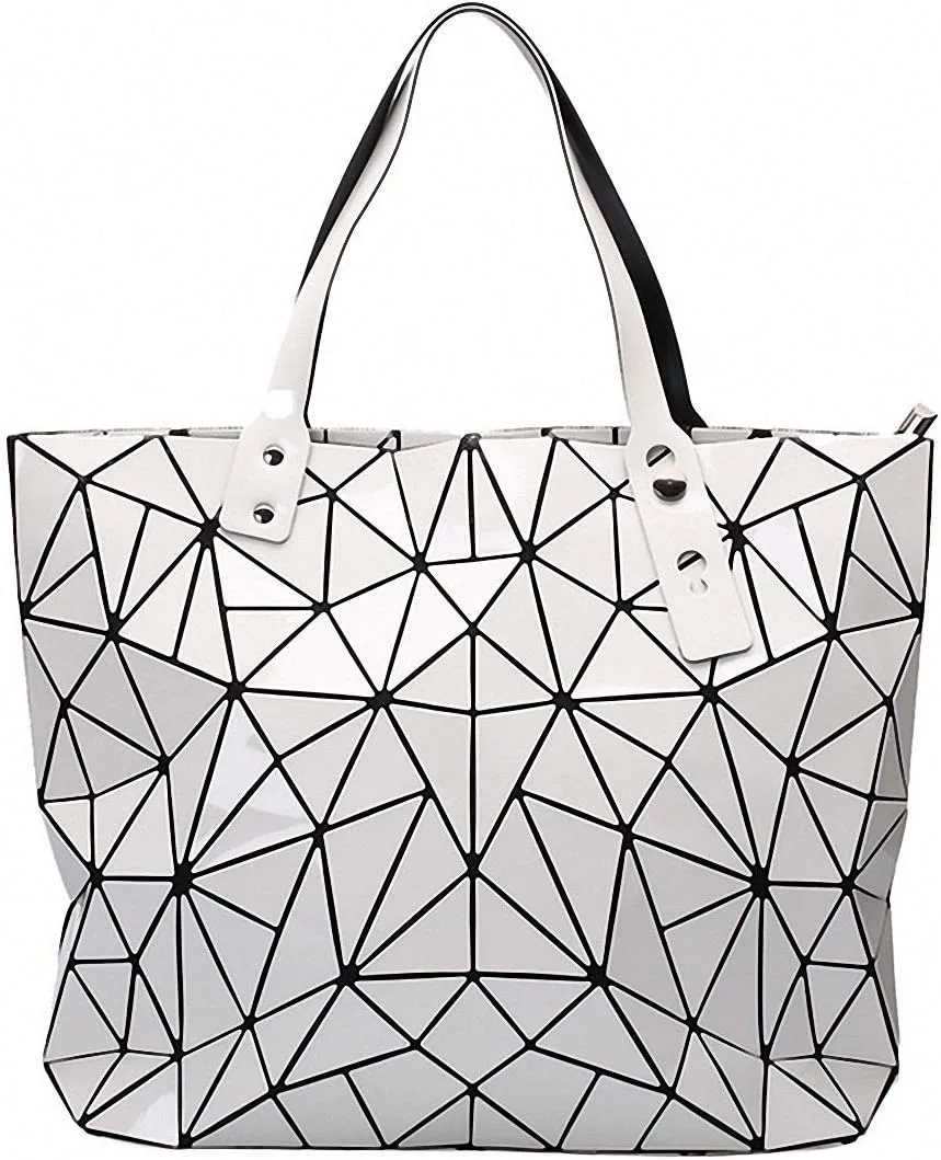 Geometric Lattice Top-handle Handbag for Women Matte Tote Purse Handbags Geometry Shoulder Bag