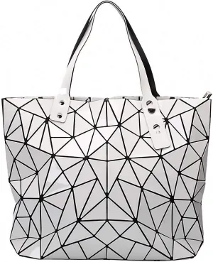 Geometric Lattice Top-handle Handbag for Women Matte Tote Purse Handbags Geometry Shoulder Bag