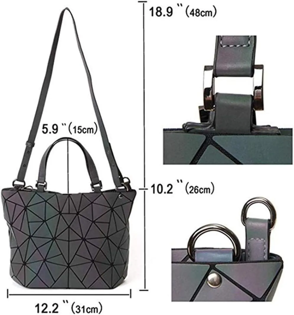 Geometric Luminous Purses and Handbags Shard Lattice Eco-Friendly Artificial Leather Rainbow Holographic Purse, Color, Large