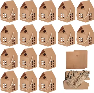 GeryVtee 36 Pcs House Gift Boxes 3x3x3inch Kraft Paper Candy Box Cardboard Treat Bags for Wedding Christmas Birthday Party Ornament Container (brown)