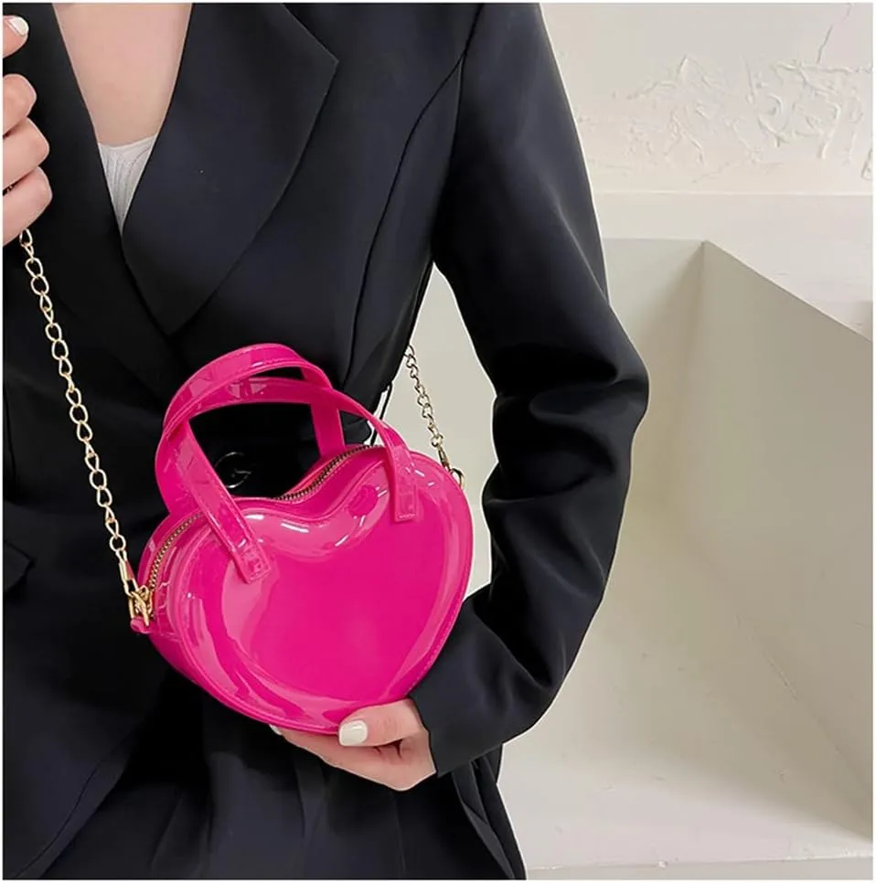 Girls Novelty Mini Heart-Shaped Purse Chain Purse Shoulder Crossbody Bags Tote Handbag Travel Wallet Bag for Women Girl Gift