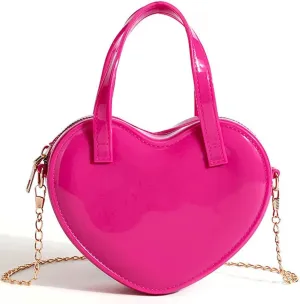 Girls Novelty Mini Heart-Shaped Purse Chain Purse Shoulder Crossbody Bags Tote Handbag Travel Wallet Bag for Women Girl Gift