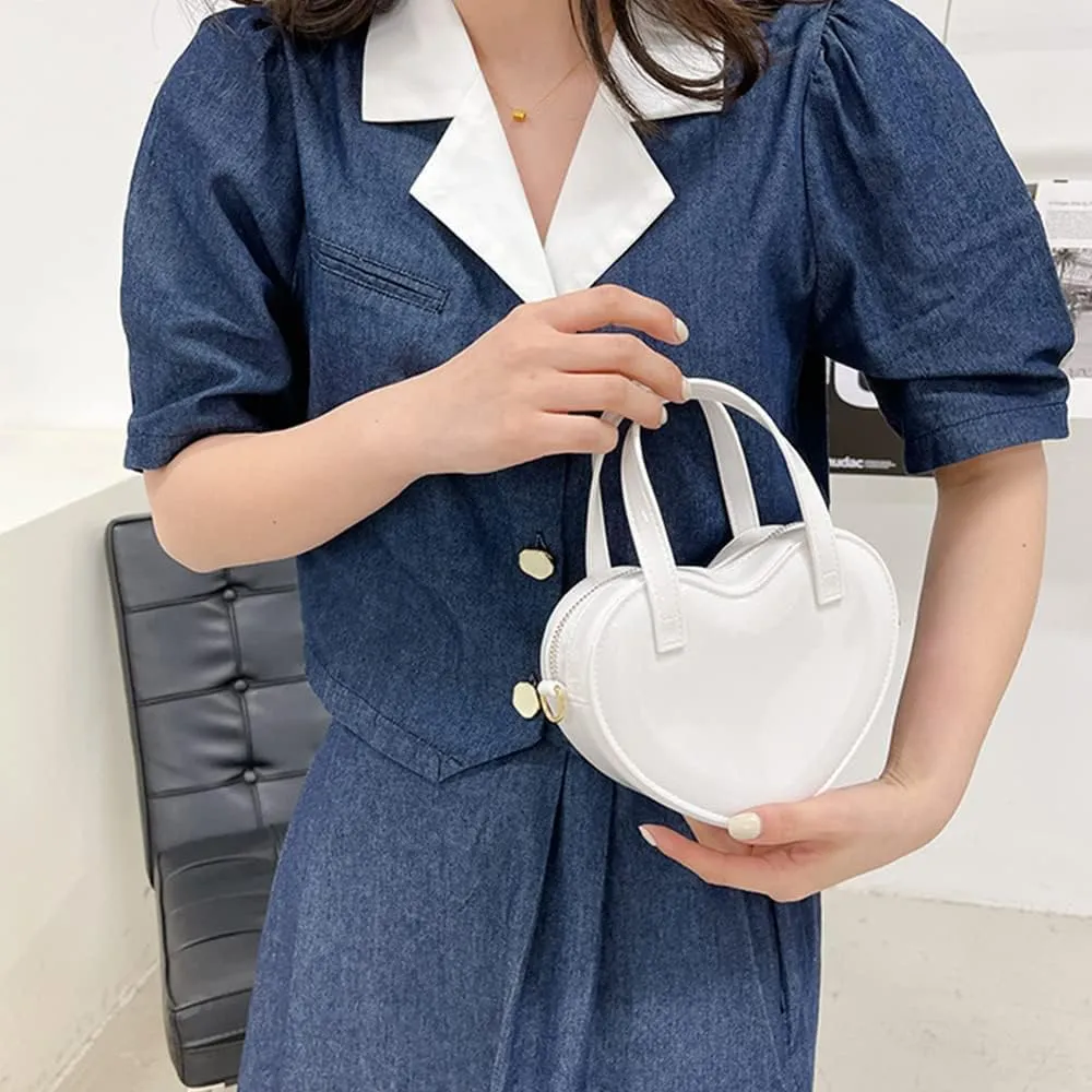 Girls Novelty Mini Heart-Shaped Purse Chain Purse Shoulder Crossbody Bags Tote Handbag Travel Wallet Bag for Women Girl Gift