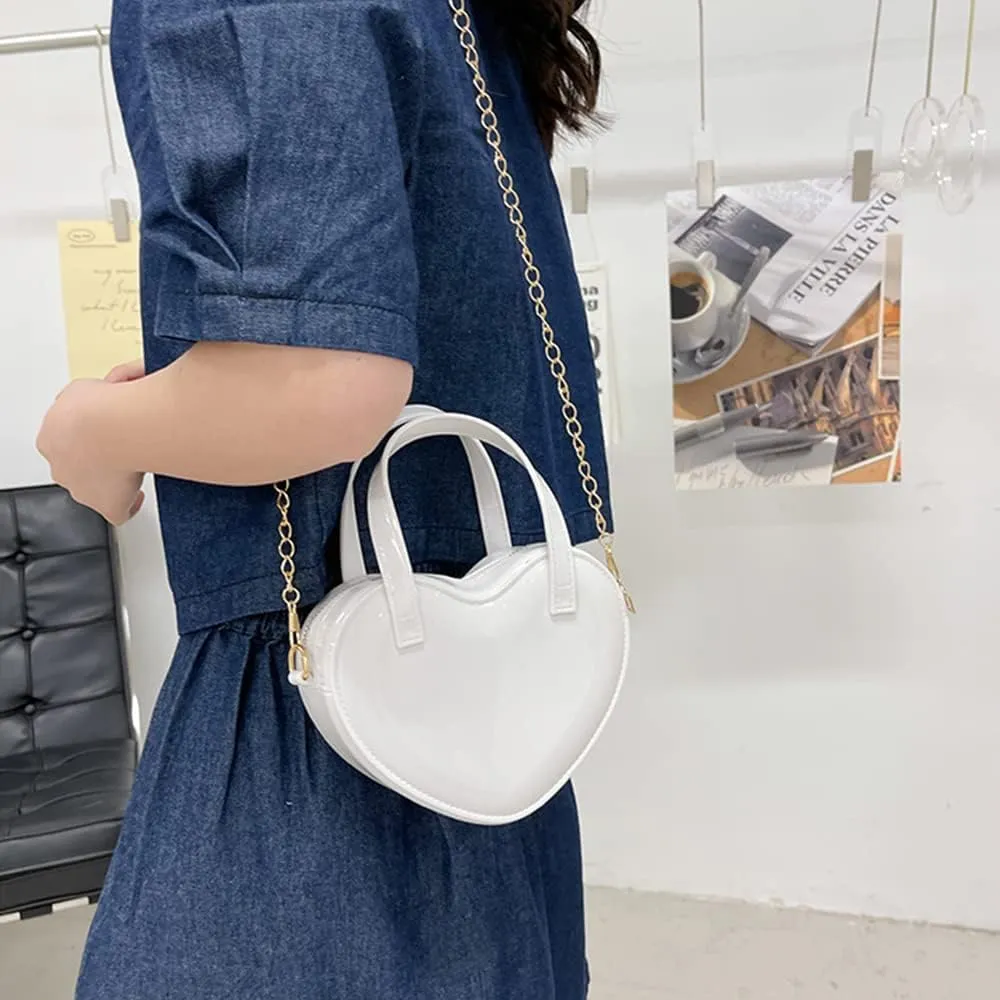 Girls Novelty Mini Heart-Shaped Purse Chain Purse Shoulder Crossbody Bags Tote Handbag Travel Wallet Bag for Women Girl Gift