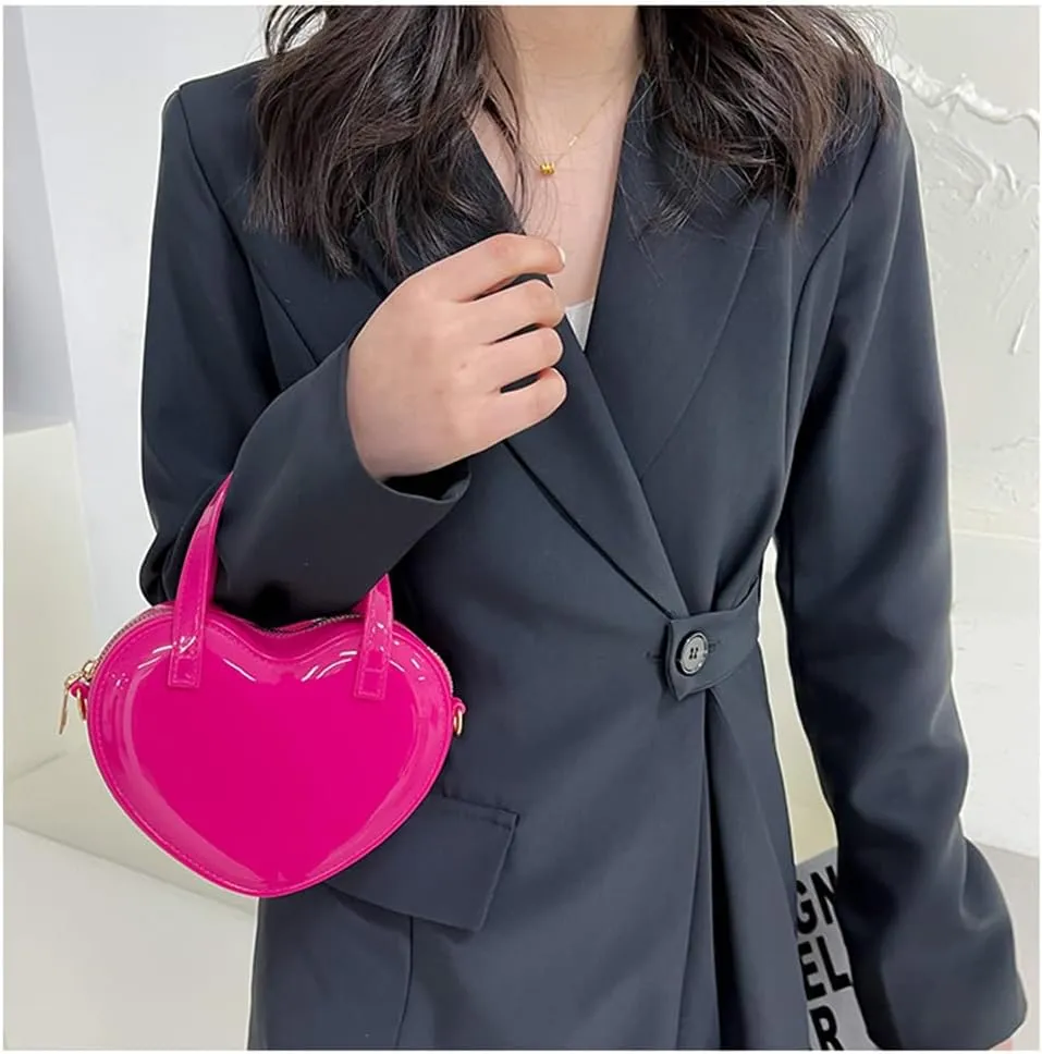 Girls Novelty Mini Heart-Shaped Purse Chain Purse Shoulder Crossbody Bags Tote Handbag Travel Wallet Bag for Women Girl Gift