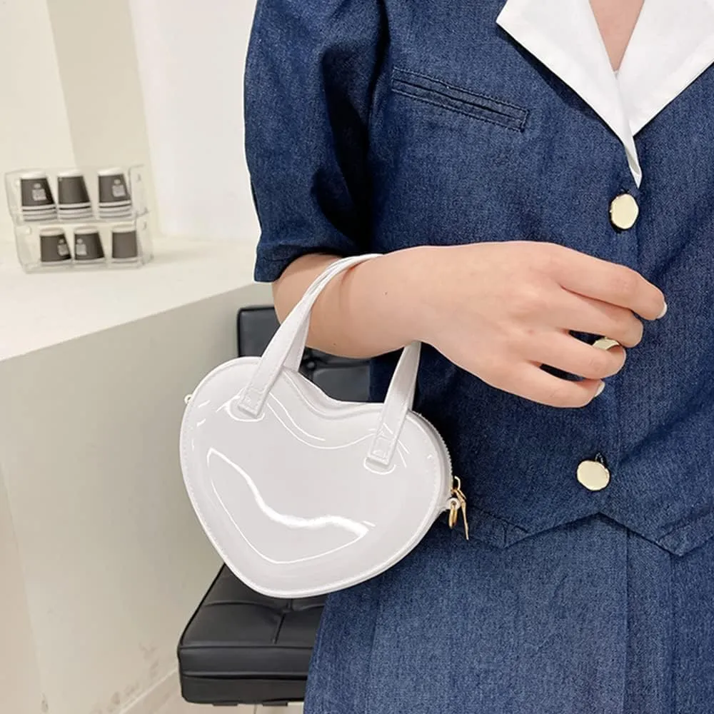 Girls Novelty Mini Heart-Shaped Purse Chain Purse Shoulder Crossbody Bags Tote Handbag Travel Wallet Bag for Women Girl Gift
