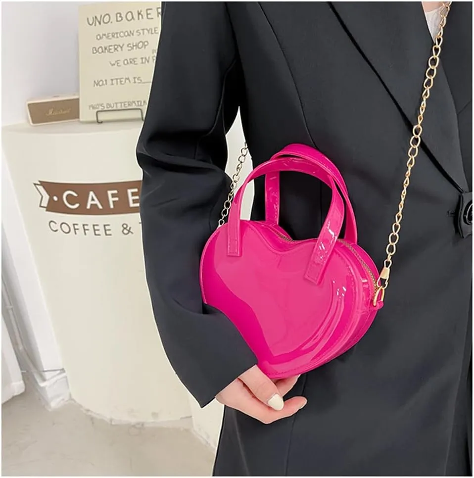 Girls Novelty Mini Heart-Shaped Purse Chain Purse Shoulder Crossbody Bags Tote Handbag Travel Wallet Bag for Women Girl Gift