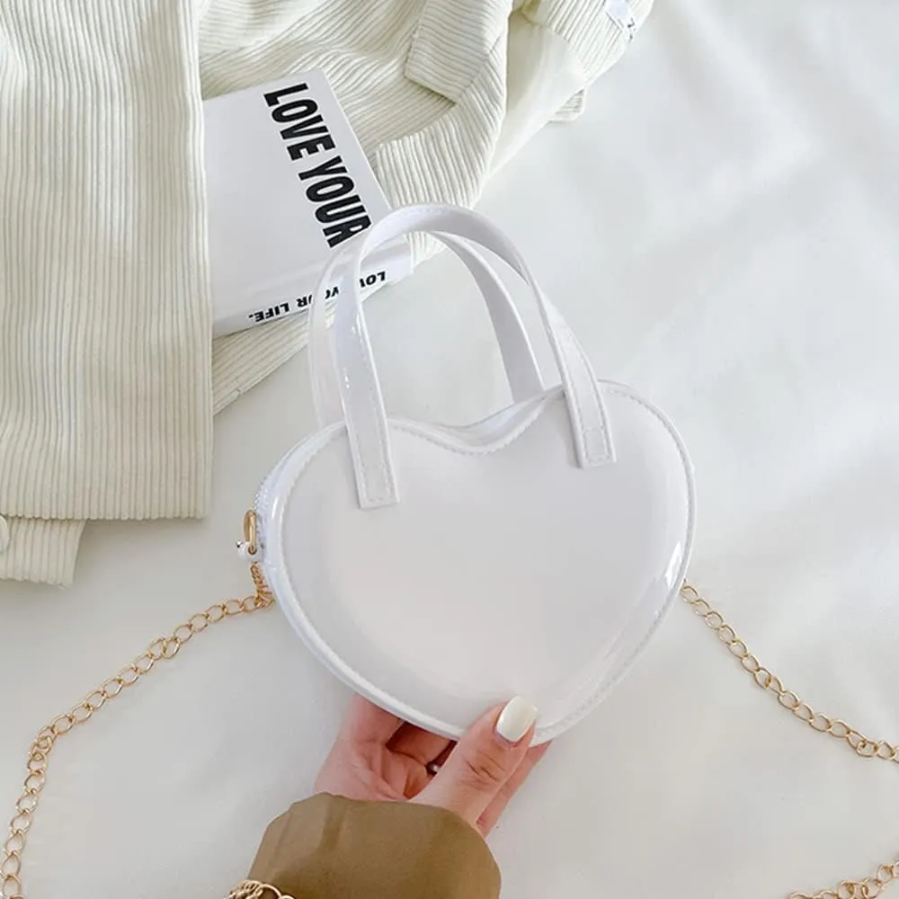 Girls Novelty Mini Heart-Shaped Purse Chain Purse Shoulder Crossbody Bags Tote Handbag Travel Wallet Bag for Women Girl Gift