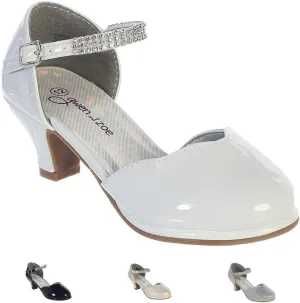 Girls White Dress Shoes for Girls Little Girls Heels Girls Dress Shoes Flower Girl Shoes for Wedding High Heels for Kids First Communion Girls Pageant Shoes for Girls Size 5