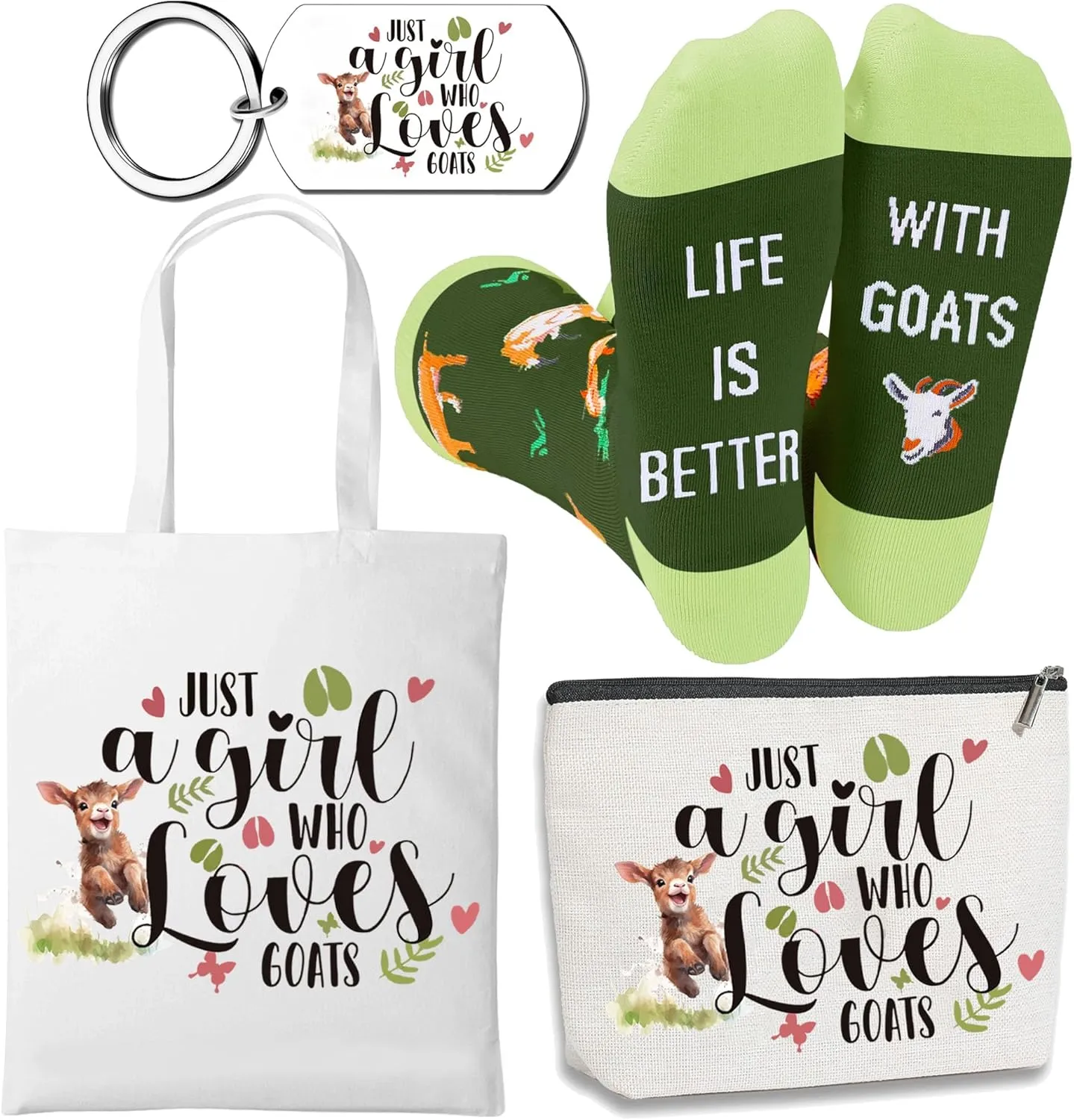 Goat Gifts for Lovers - Goat Bags Funny Socks Stuff, Just A Girl Who Loves Goats Gifts for Animal Lovers Farmers Women Sister Friend