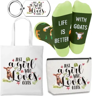 Goat Gifts for Lovers - Goat Bags Funny Socks Stuff, Just A Girl Who Loves Goats Gifts for Animal Lovers Farmers Women Sister Friend