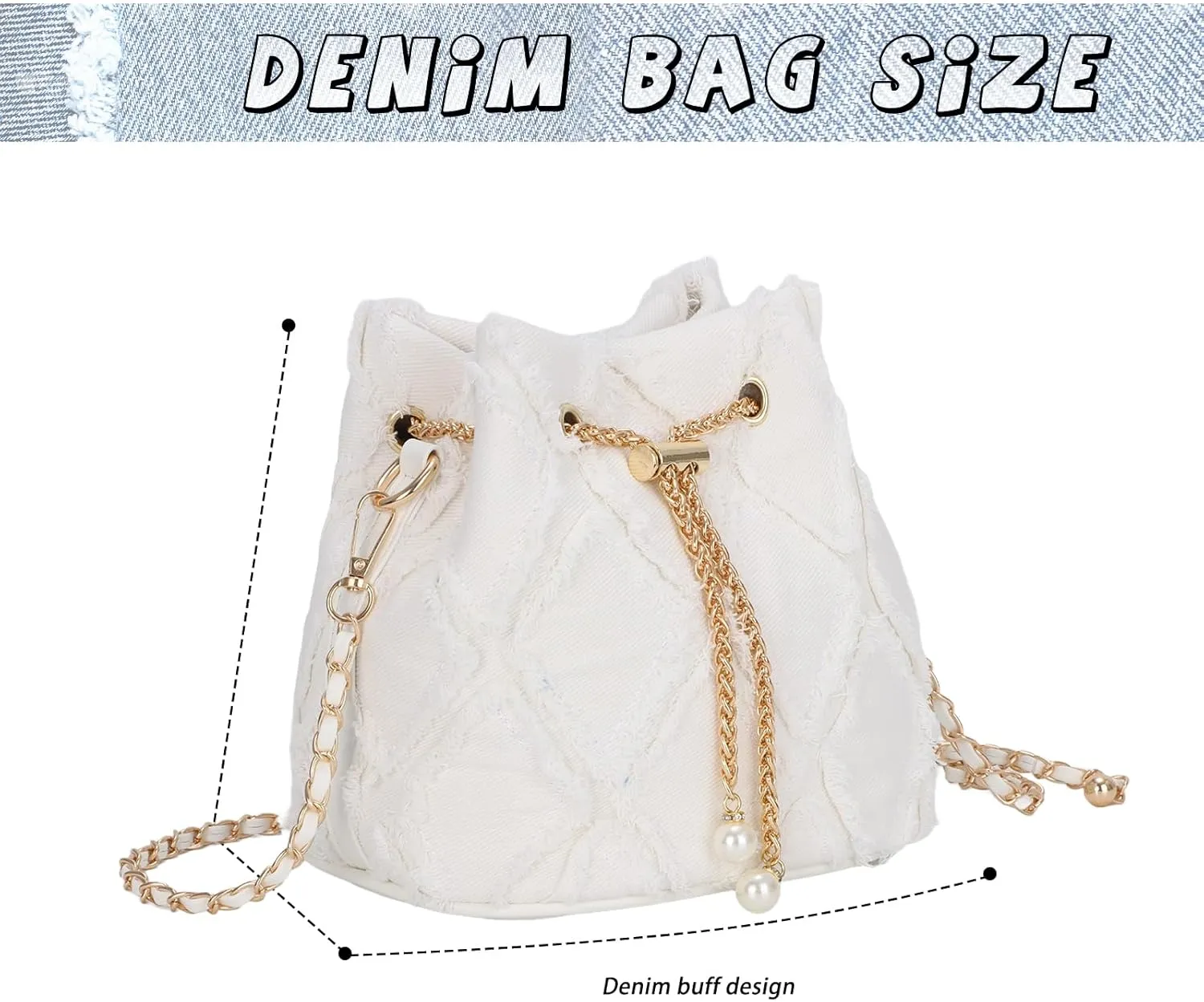 GOKTOW Small Denim Bucket Bag for Women, Jean Purse Crossbody Bags Denim Tote Handbag