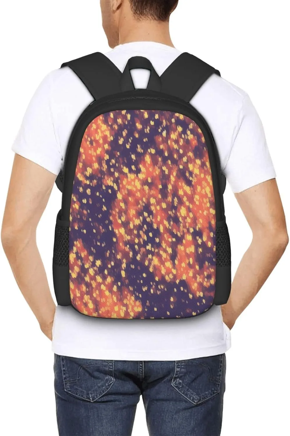 Gold Texture Printing Pattern Backpack Lightweight Simple Casual Backpack Shoulder Bags Large Capacity Laptop Backpack