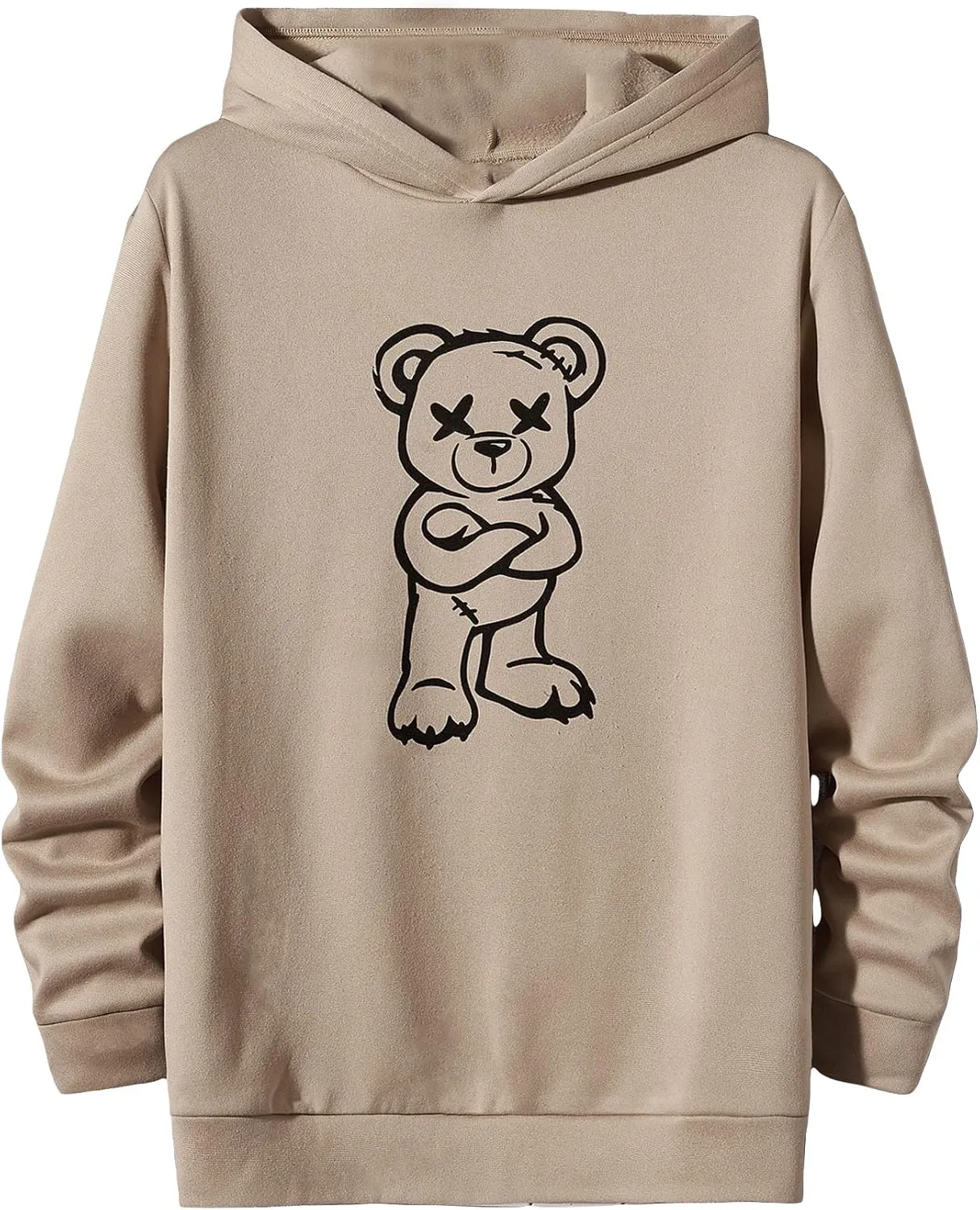 GORGLITTER Men's Cartoon Graphic Hoodies Drop Shoulder Drawstring Pullover Hoodie Sweatshirts
