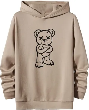 GORGLITTER Men's Cartoon Graphic Hoodies Drop Shoulder Drawstring Pullover Hoodie Sweatshirts