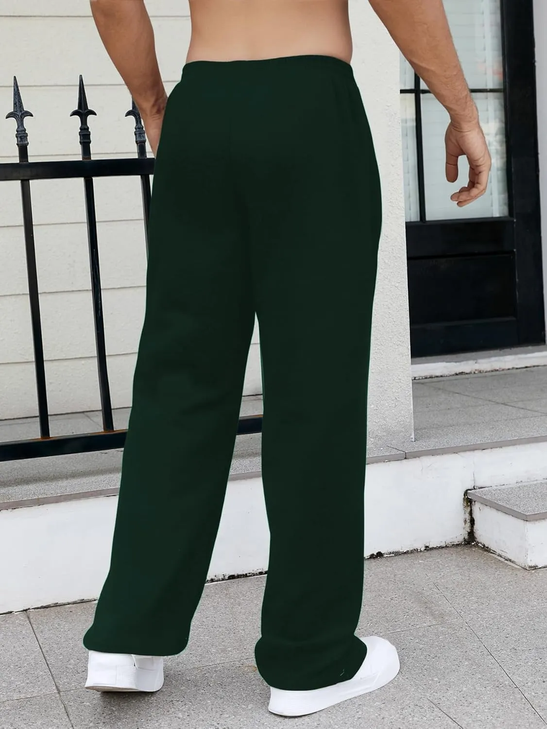 GORGLITTER Men's Wide Leg Baggy Sweatpants Y2k Striped Side Drawstring Waist Track Pants with Pockets