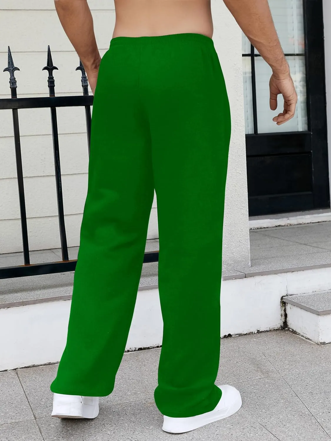 GORGLITTER Men's Wide Leg Baggy Sweatpants Y2k Striped Side Drawstring Waist Track Pants with Pockets
