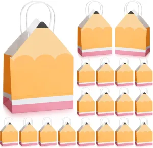 Graduation Small Gift Bags Pencil Shaped with Handle Mini Candy Boxes Gift Bag for End of Year CNA Week Thanks Teacher School Classroom Decorations(24 Pcs)
