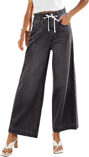 GRAPENT Wide Leg Jeans for Women Stretch High Wasited Elastic Waist Bell Bottom Baggy Y2K Pants