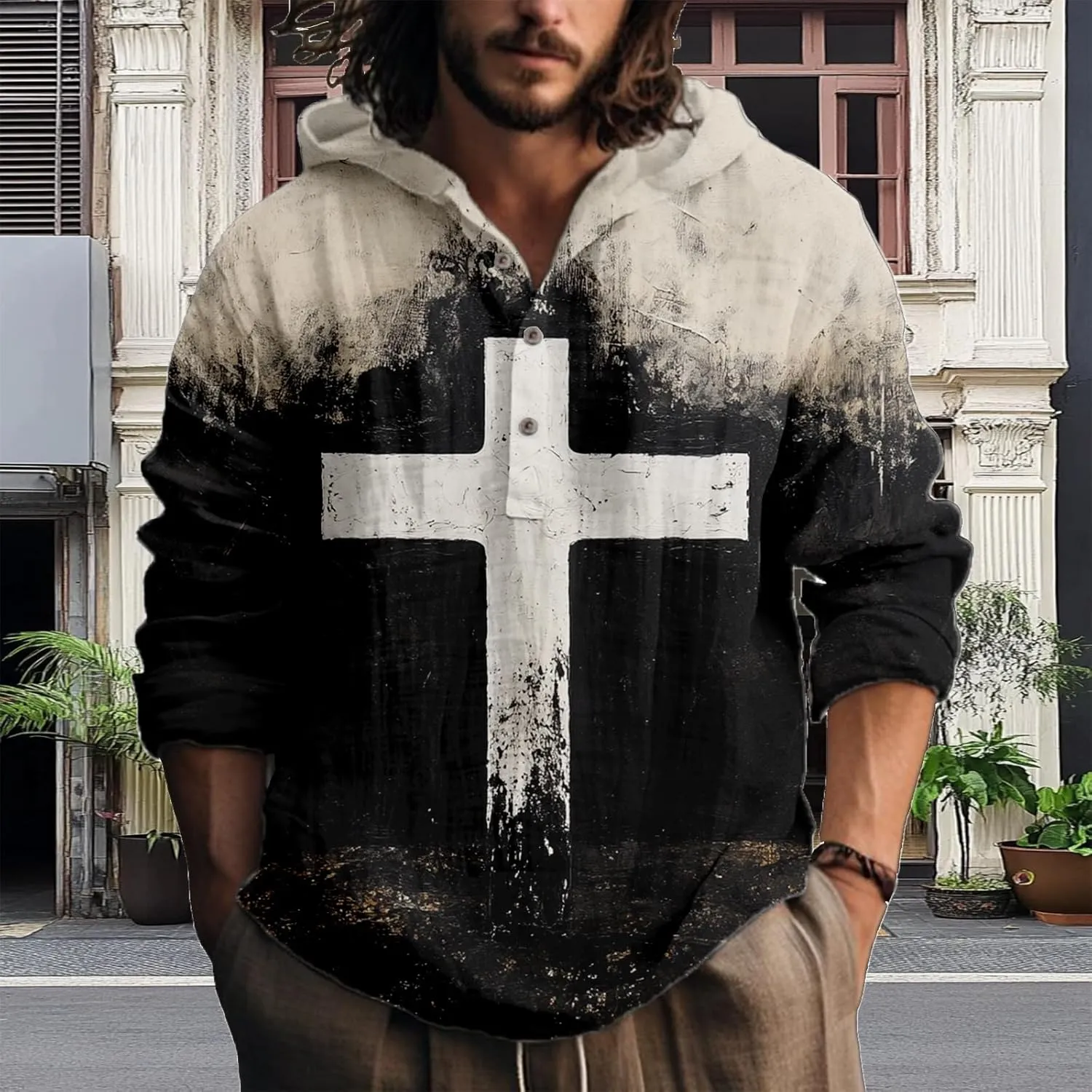 Graphic Hoodies for Men Artsy Button Up Cool Light Weight Fitted Hoodies Hooded Drawstring Pullover